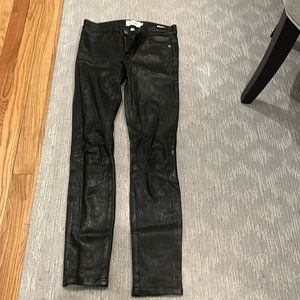 Beautiful black leather pants. Worn twice. But no longer fit.